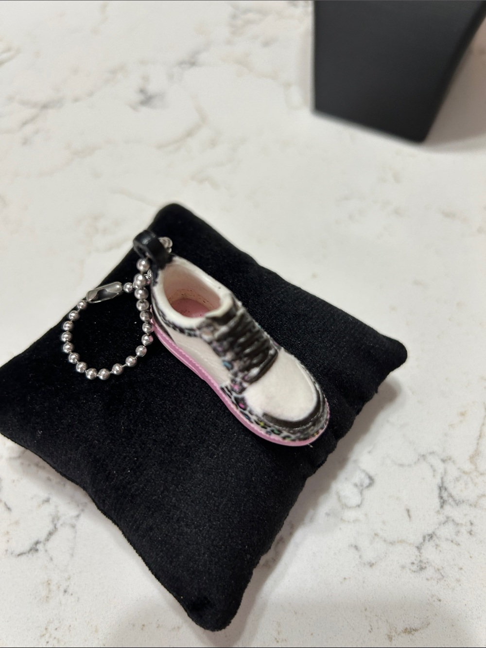 Mini Sneaker Keychain - White and Pink
